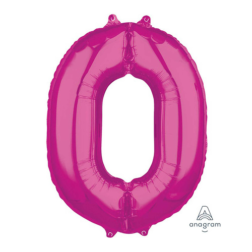 Mid-Size Shape Pink Number 0. Foil Balloon
