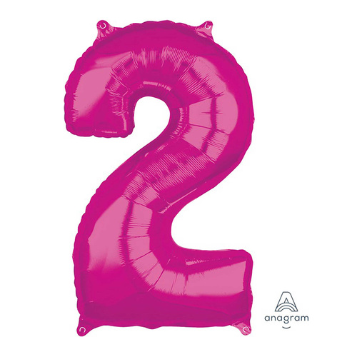 Mid-Size Shape Pink Number 2. Foil Balloon