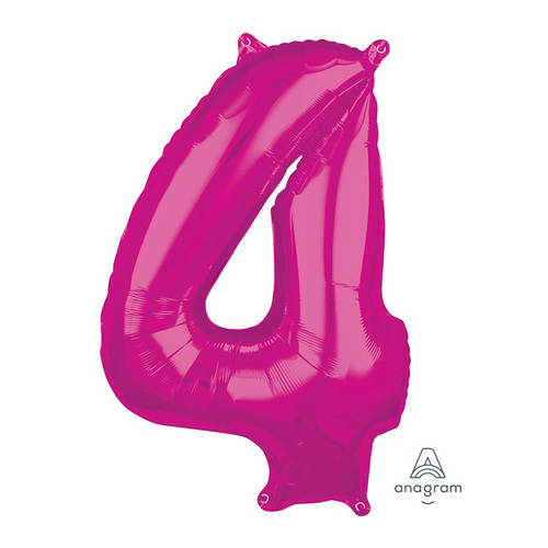 Mid-Size Shape Pink Number 4. Foil Balloon