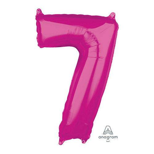 Mid-Size Shape Pink Number 7. Foil Balloon