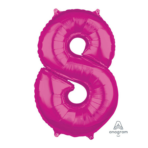 Mid-Size Shape Pink Number 8. Foil Balloon