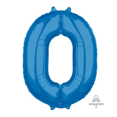 Mid-Size Shape Blue Number 0. Foil Balloon