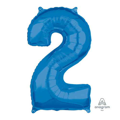 Mid-Size Shape Blue Number 2. Foil Balloon