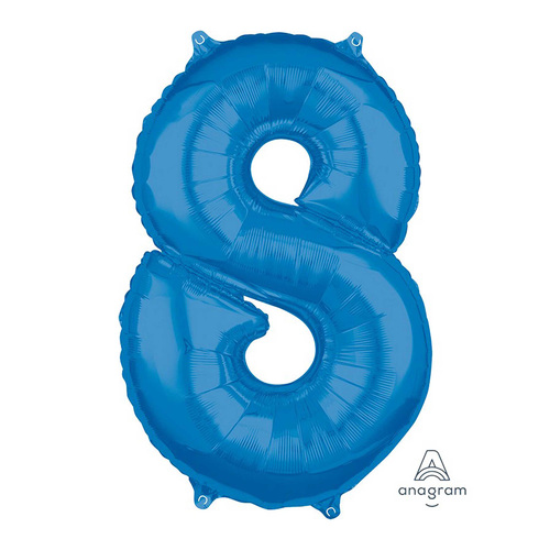 Mid-Size Shape Blue Number 8. Foil Balloon