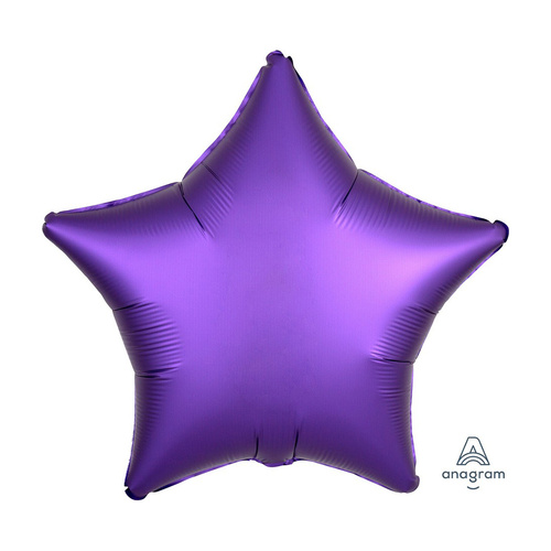 45cm Standard XL Satin Luxe Purple Royale Star Foil Balloon