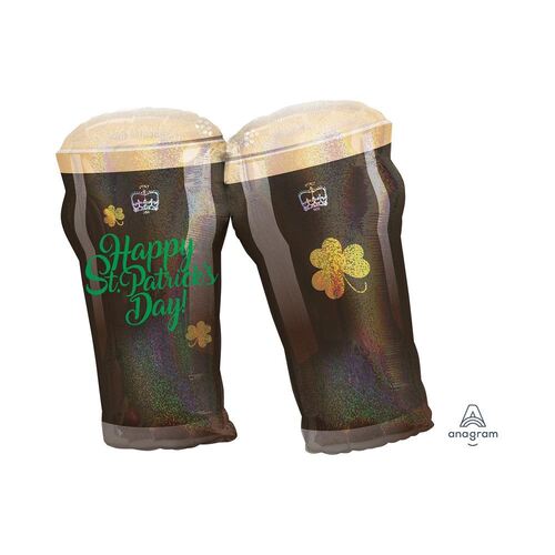 SuperShape XL Happy St Patrick's Day Beer Glasses Foil Balloon