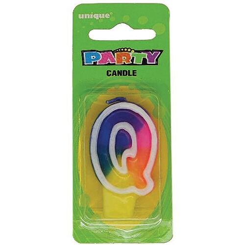 Rainbow Letter Candle Q