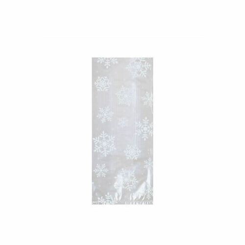 White Snowflakes Small Cello Loot Bags 20 Pack