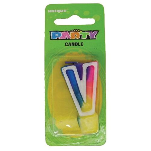 Rainbow Letter Candle V