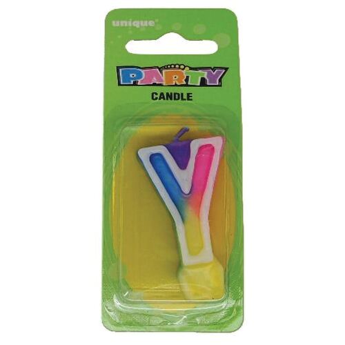 Rainbow Letter Candle Y