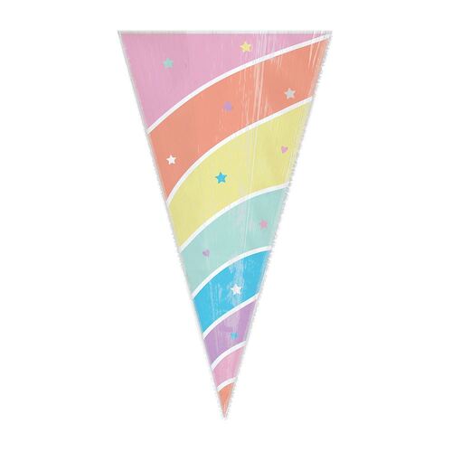 Magical Rainbow Birthday Horn Shaped Cello Treat Bags 15 Pack