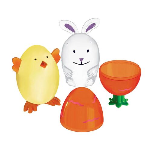 Easter Shaped Eggs Assorted Plastic Fillable Favors 6 Pack