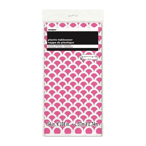 Hot Pink Scallop Printed Tablecover
