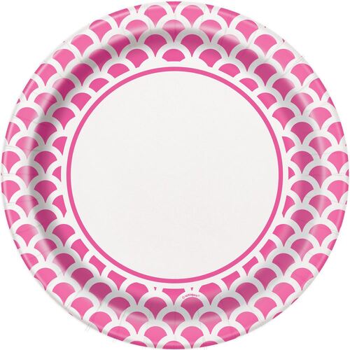 Scallop Hot Pink Paper Plates 22cm 8 Pack