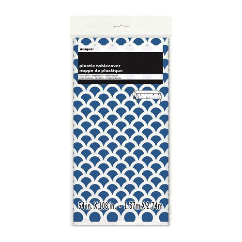 Royal Blue Scallop Printed Tablecover