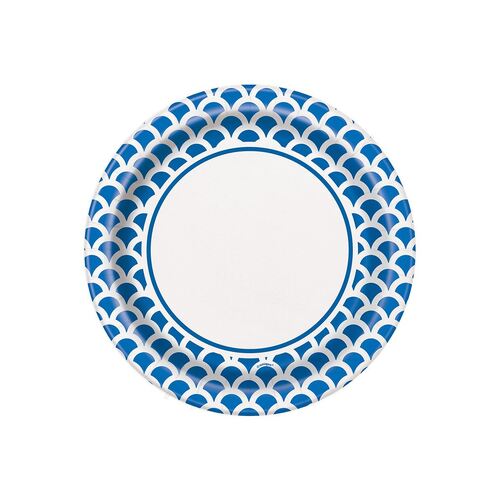 Scallop Royal Blue Paper Plates 22cm 8 Pack