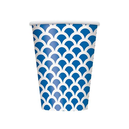 Scallop Royal Blue Paper Cups 355ml 6 Pack