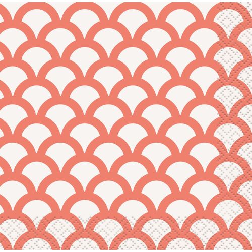 Scallop Coral Beverage Napkins 2ply 16 pack