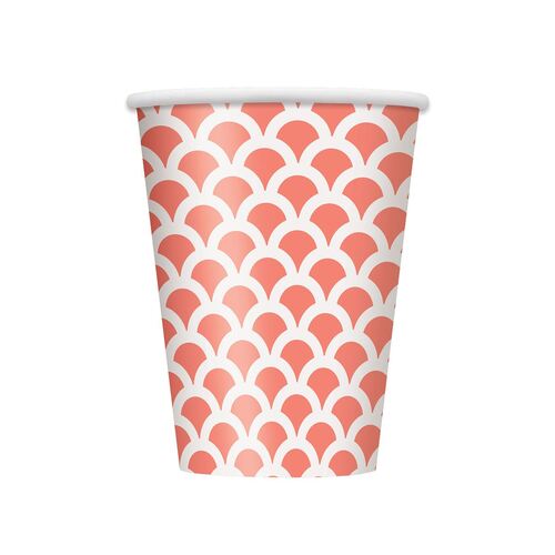 Scallop Coral Paper Cups 355ml 6 Pack