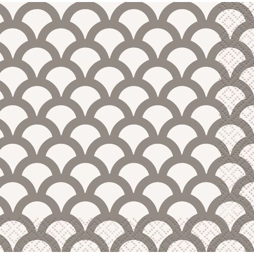 Scallop Silver Beverage Napkins 2ply 16 Pack