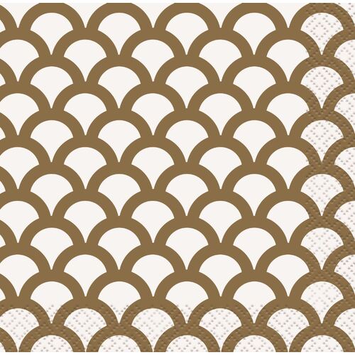 Scallop Gold Beverage Napkins 2ply 16 Pack