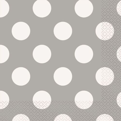 Dots Silver Luncheon Napkins 2ply 16 Pack