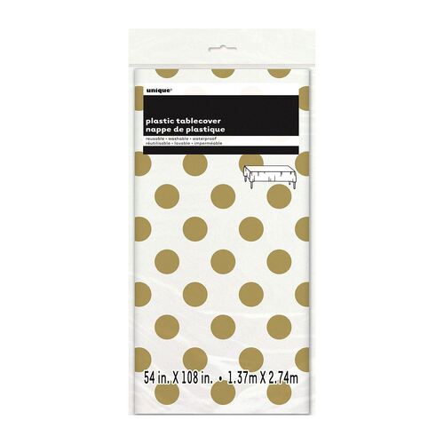 Gold Dots Plastic Tablecover
