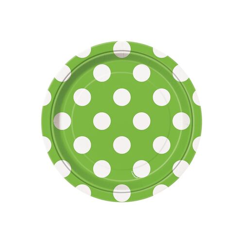 Dots -Lime Green Paper Plates 17cm 8 Pack 