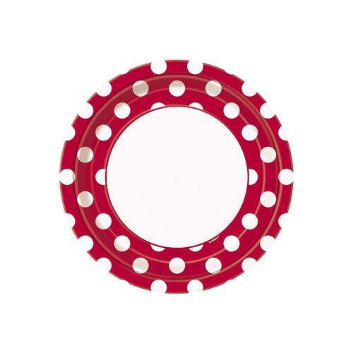 Dots Red Paper Plates 22cm 8 Pack