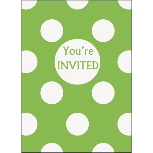 Dots 8 Invitations -Lime Green