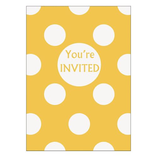 Dots Invitations Yellow 8 Pack