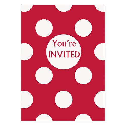 Dots 8 Invitations - Red