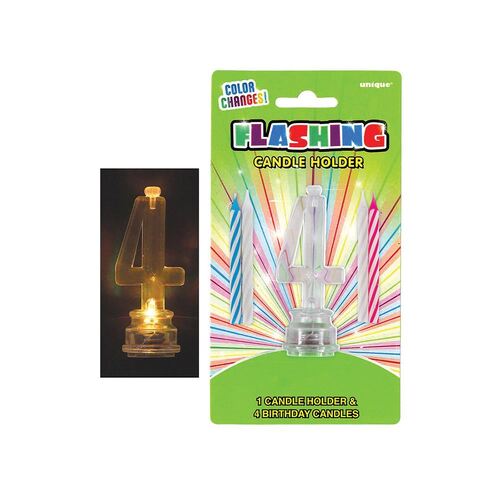Flashing Birthday Candle In Holder 4