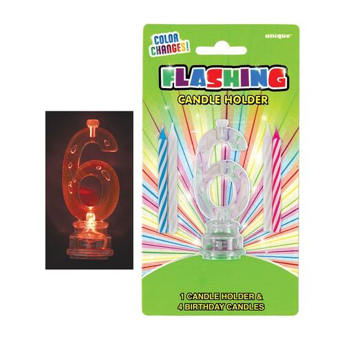 Flashing Birthday Candle In Holder 6