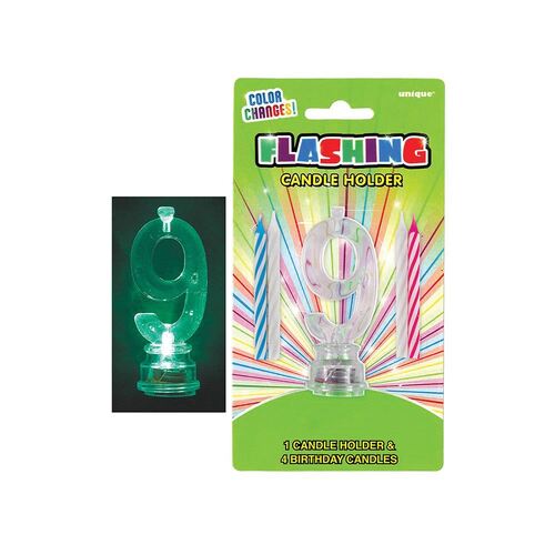 Flashing Birthday Candle In Holder 9