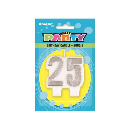 Number Candle 25 - Silver