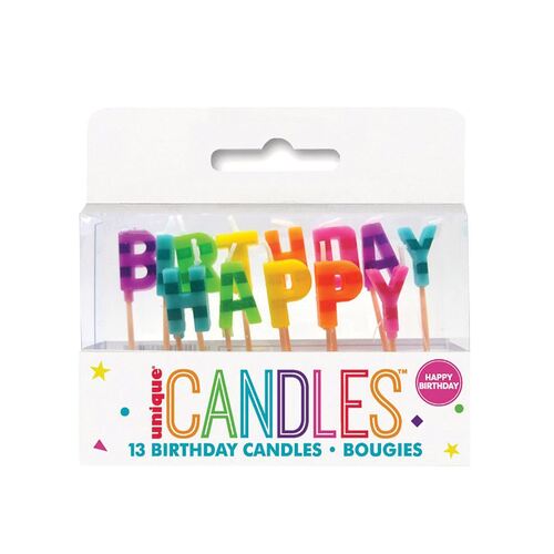 Rainbow Happy Birthday 13 Pick Candles