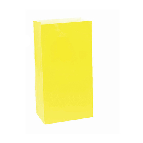 Sunshine Yellow Large Paper Treat Bags 12 Pack
