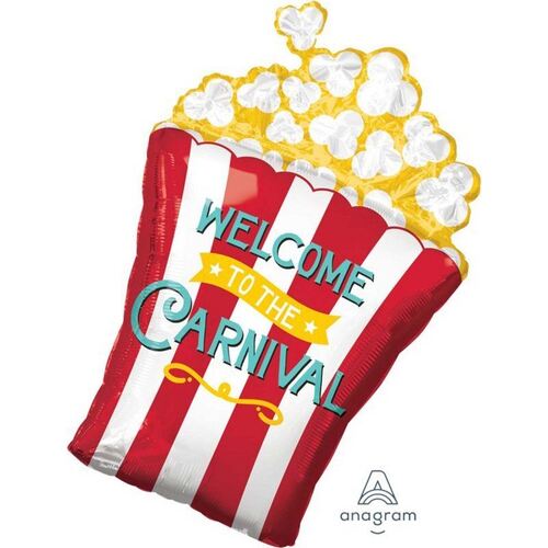 SuperShape Welcome To The Carnival Popcorn Box Foil Balloon