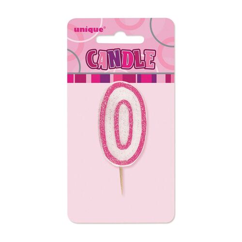 Glitz Pink Number Candle - 0