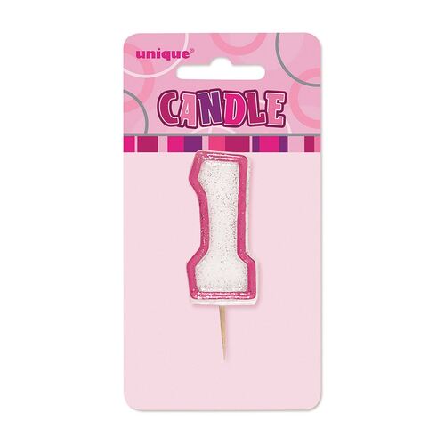 Glitz Pink Number Candle - 1