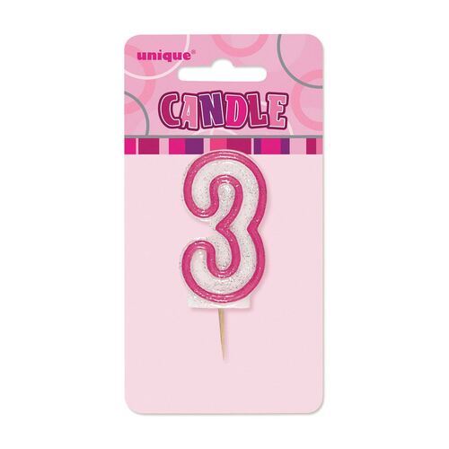 Glitz Pink Number Candle - 3