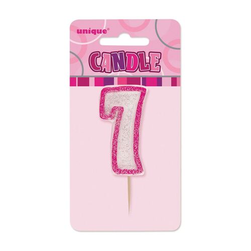 Glitz Pink Number Candle - 7
