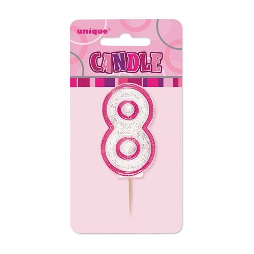 Glitz Pink Number Candle - 8
