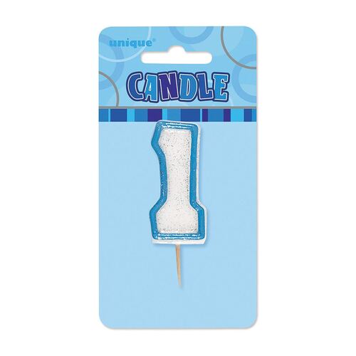 Glitz Blue Number Candle - 1