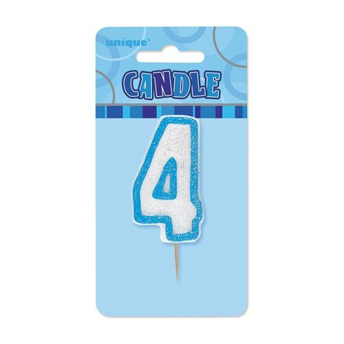 Glitz Blue Number Candle - 4