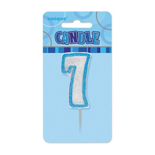 Glitz Blue Number Candle - 7