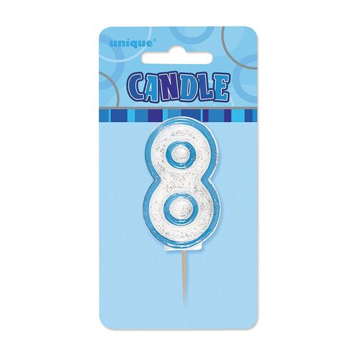 Glitz Blue Number Candle - 8