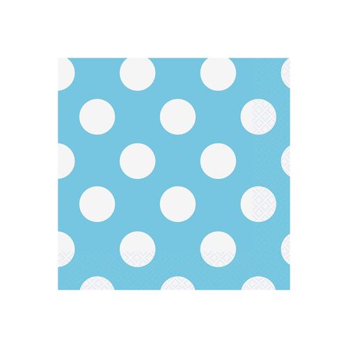 Dots Powder Blue Luncheon Napkins 2ply 16 Pack