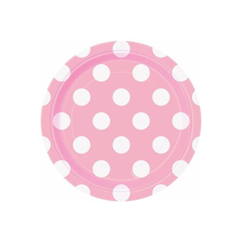 Dots Lovely Pink Pink Paper Plates 17cm 8 Pack 